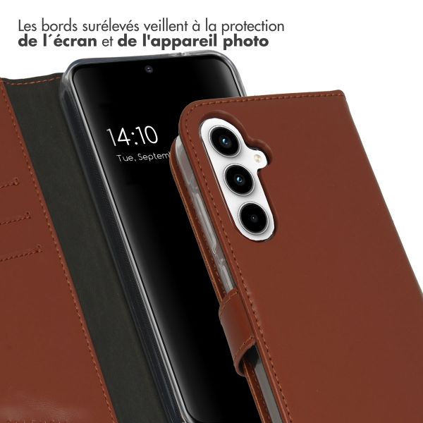 Selencia Étui portefeuille en cuir véritable Samsung Galaxy A35 - Marron clair