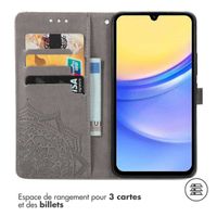 imoshion Etui de téléphone portefeuille Mandala Samsung Galaxy A15 (5G/4G) - Gris