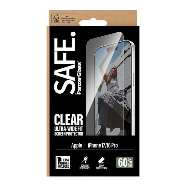SAFE by PanzerGlass Protector d'écran Gaming Ultra Wide Fit avec applicateur Apple iPhone 17