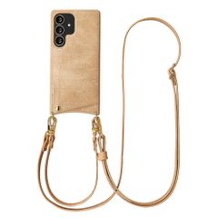 Selencia Coque de télephone Nova Croco avec cordon et porte-cartes Samsung Galaxy S25 Ultra - Toasted Almond