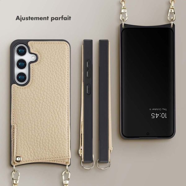 Selencia Coque arrière avec cordon et porte-cartes Nova Samsung Galaxy S25  - Beige