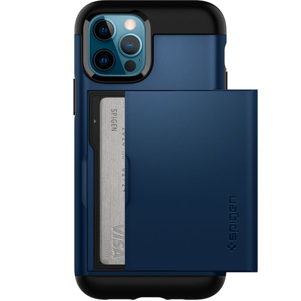 Spigen Coque Slim Armor CS Apple iPhone 12 (Pro) - Bleu foncé