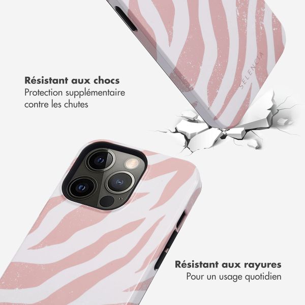 Selencia Coque arrière Vivid Apple iPhone 13 Pro - Colorful Zebra Old Pink