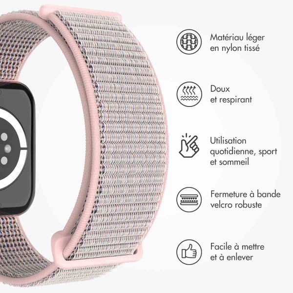 imoshion Bracelet en nylon Apple Watch Series 1 t/m 11 / SE / Ultra (44/45/46/49 mm) - Sand Pink