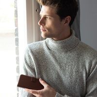 Selencia Étui portefeuille en cuir véritable Samsung Galaxy A42 - Marron