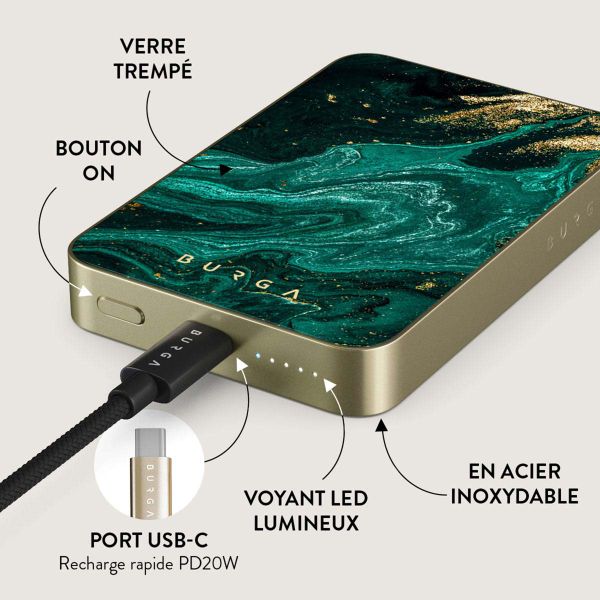 Burga Magnetic powerbank 5.000 mAh - Geschikt voor MagSafe | Emerald Pool - Gold