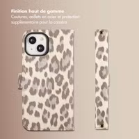 Selencia Étui de télephone portefeuille imprimé léopard Sabi Apple iPhone 14 / 13 - Soft Ivory