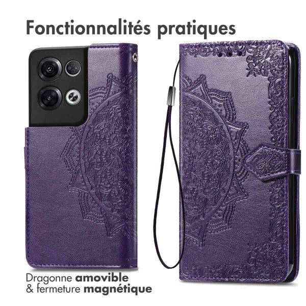 imoshion Etui de téléphone portefeuille Mandala Oppo Reno 8 Pro 5G - Violet