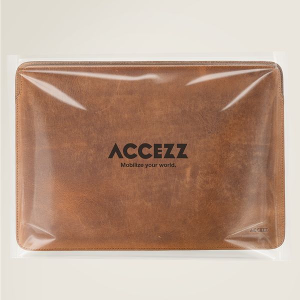 Accezz Leather Pochette ordinateur Apple MacBook 13 pouces - Cognac