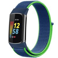 imoshion Bracelet en nylon Fitbit Charge 5 - Taille L - Blue & Green