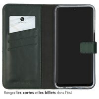 Selencia Étui portefeuille en cuir véritable Samsung Galaxy A15 (5G/4G) - Vert