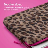 imoshion Pochette ordinateur Fluffy 13-14 pouces - Leopard Pink