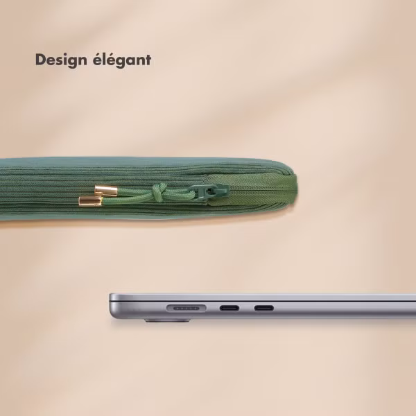 Selencia Pochette ordinateur Corduroy 15-16 pouces - Sage Green
