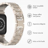 Selencia Bracelet à maillons scintillants Apple Watch Series 1 t/m 9 / SE (38/40/41 mm) | Series 10 / 11 (42 mm) - Champagne Gold