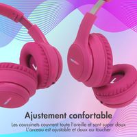 imoshion Casque sans fil pour enfants LED Light - Limiteur de décibels - Avec câble AUX - Hot Pink