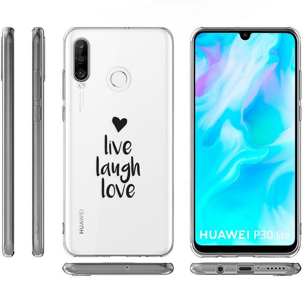 imoshion Coque Design Huawei P30 Lite - Live Laugh Love - Noir