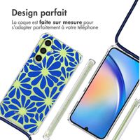 imoshion Coque Design avec cordon Samsung Galaxy A34 (5G) - Cobalt Blue Flowers Connect