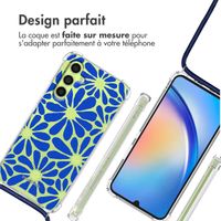 imoshion Coque Design avec cordon Samsung Galaxy A34 - Cobalt Blue Flowers Connect