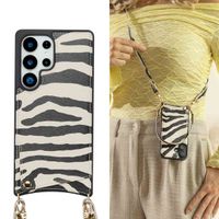 Selencia Coque de télephone Nova avec cordon et porte-cartes Samsung Galaxy S25 Ultra - Zazzy Zebra