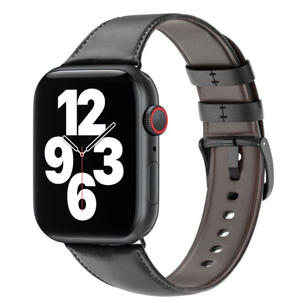 WiWu Bracelet cuir vintage "Crazy Horse" Apple Watch Series 1 á 9 / SE (38/40/41 mm) | Series 10 (42 mm) - Noir