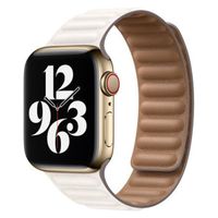 Apple Bracelet Leather Link Apple Watch Series 1 t/m 9 / SE (38/40/41 mm) | Series 10 / 11 (42 mm) - Taille M/L - Chalk