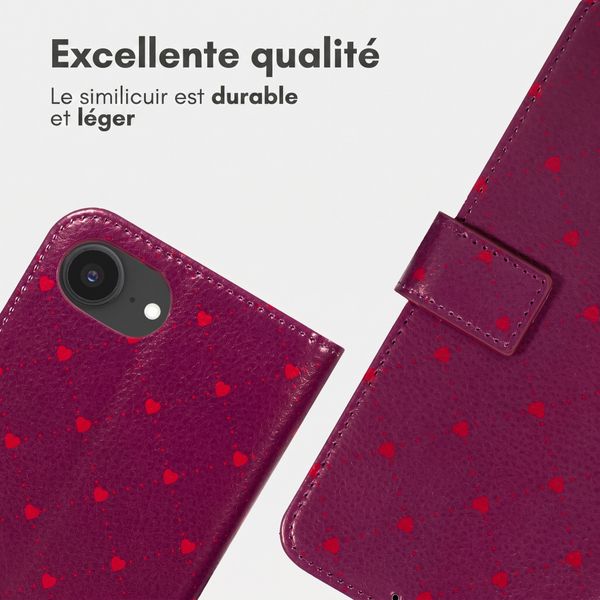 imoshion Étui de télephone portefeuille Design Apple iPhone 17e / 16e - Crush Check Coral Dust