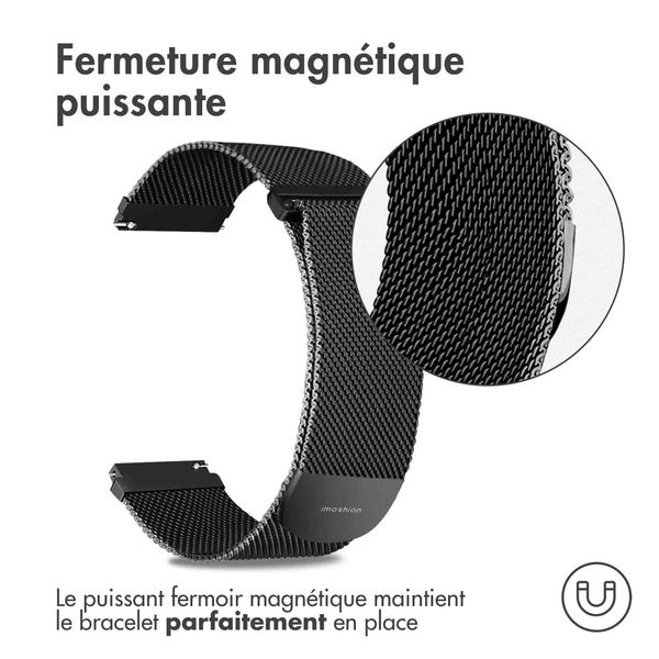 imoshion Bracelet magnétique milanais - Connexion universelle de 22 mm - Taille S - Noir