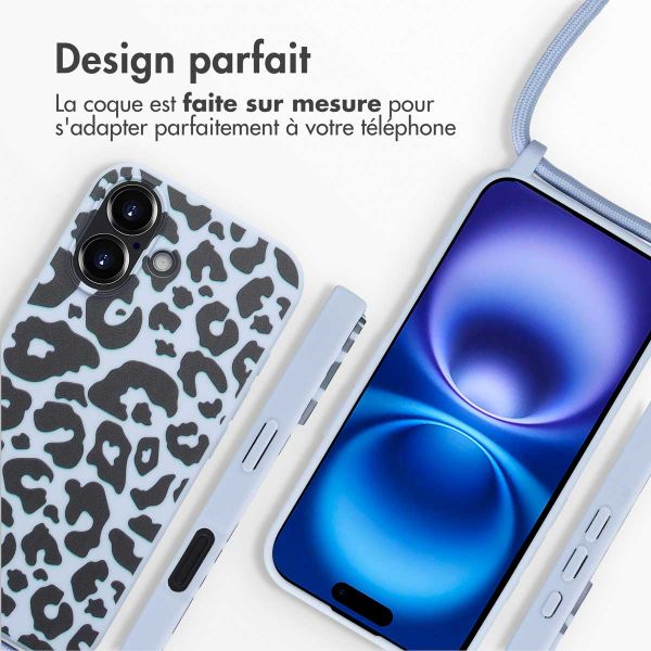imoshion Coque design en silicone avec cordon Apple iPhone 16 - Animal Lila