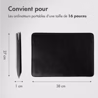 Accezz Leather Pochette ordinateur Apple MacBook 16 pouces - Noir