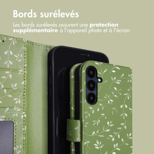 imoshion Étui de télephone portefeuille Design Samsung Galaxy A55 - Green Flowers