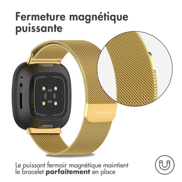 imoshion Bracelet magnétique milanais le Fitbit Versa 3 - Taille M - Dorée