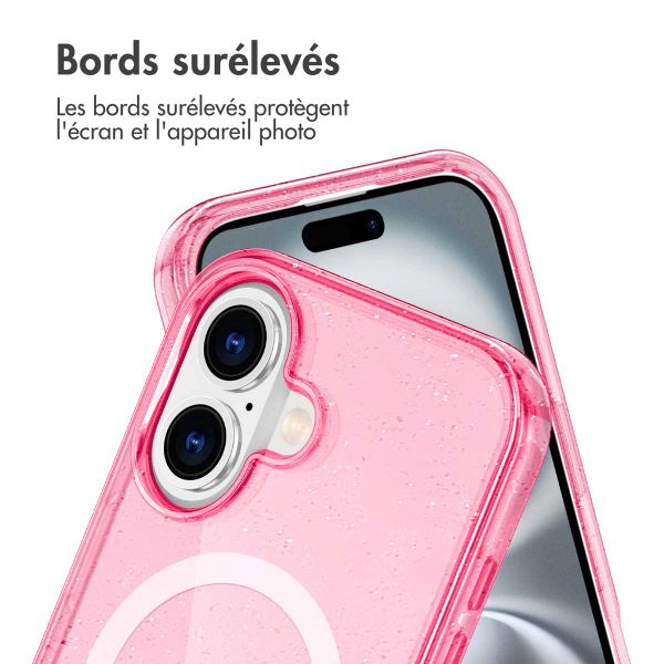 imoshion Coque Pailletée avec MagSafe Apple iPhone 16 - Paillettes Rose