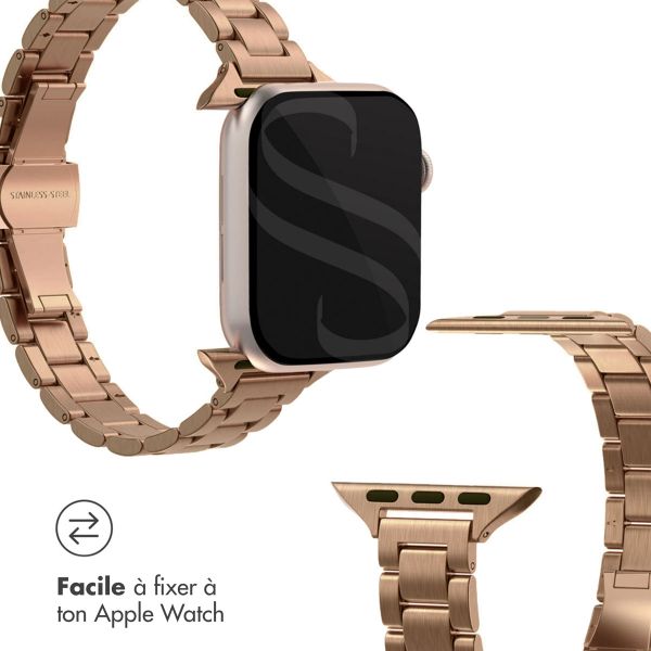 Selencia Bracelet à maillons fin en acier Apple Watch Series 1 t/m 9 / SE (38/40/41 mm) | Series 10 / 11 (42 mm) - Rose Doré