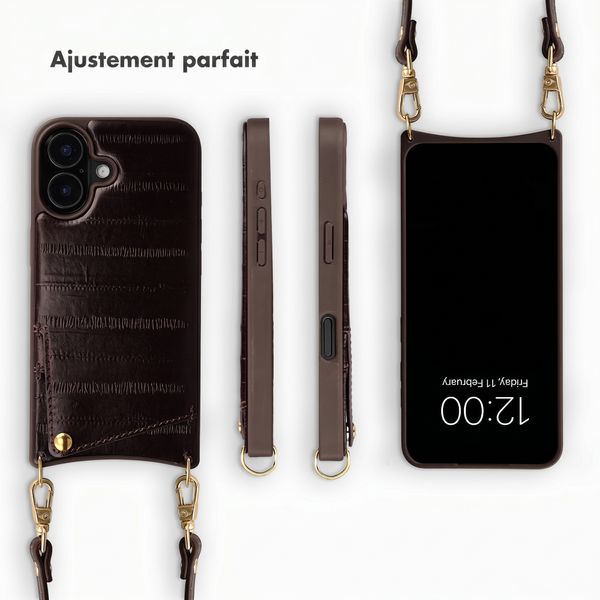 Selencia Nova coque arrière en cuir véritable avec porte-cartes Apple iPhone 17 - Dark Chocolate