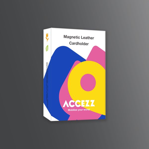 Accezz Porte-cartes en cuir magnétique - Compatible avec Apple Find My - Onyx Black