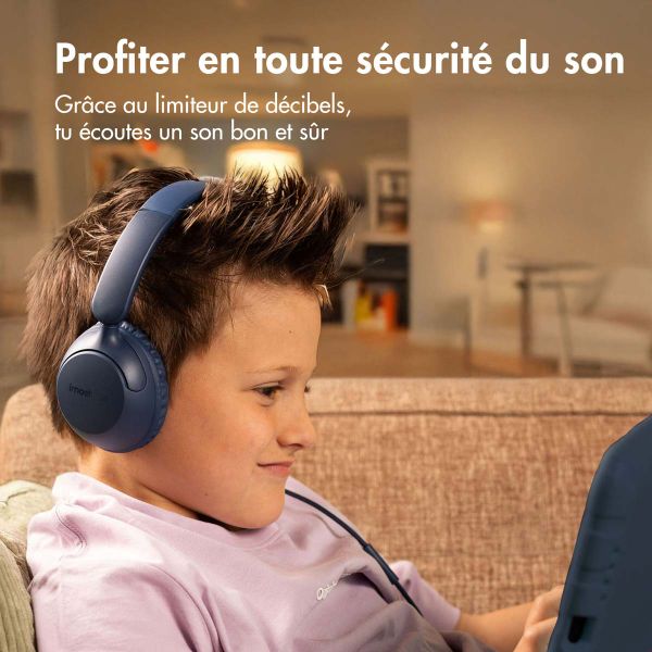 imoshion Casque filaires pour enfants - Câble AUX - Limiteur de décibels - Denim Blue