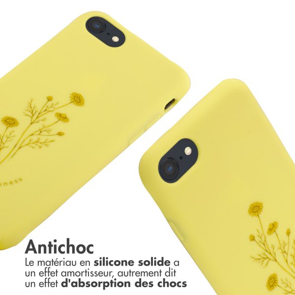 imoshion Coque design en silicone avec cordon iPhone SE (2022 / 2020) / 8 / 7 - Flower Yellow