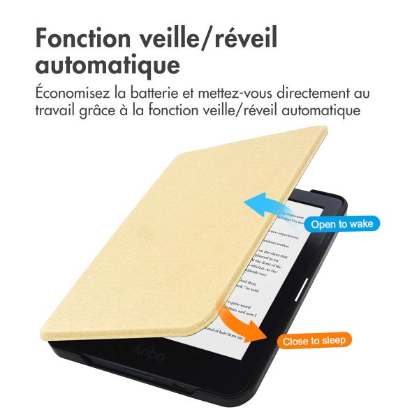 imoshion Étui de liseuse portefeuille Canvas Kobo Clara HD - Glitter Dorée