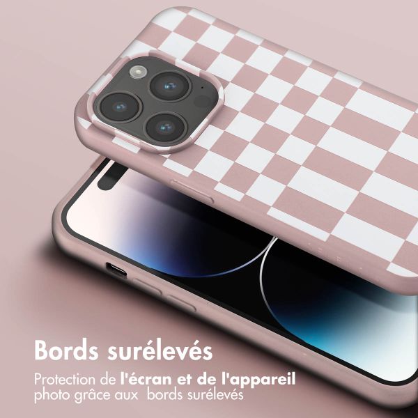 Selencia Coque design en silicone avec cordon amovible Apple iPhone 14 Pro - Irregular Check Sand Pink