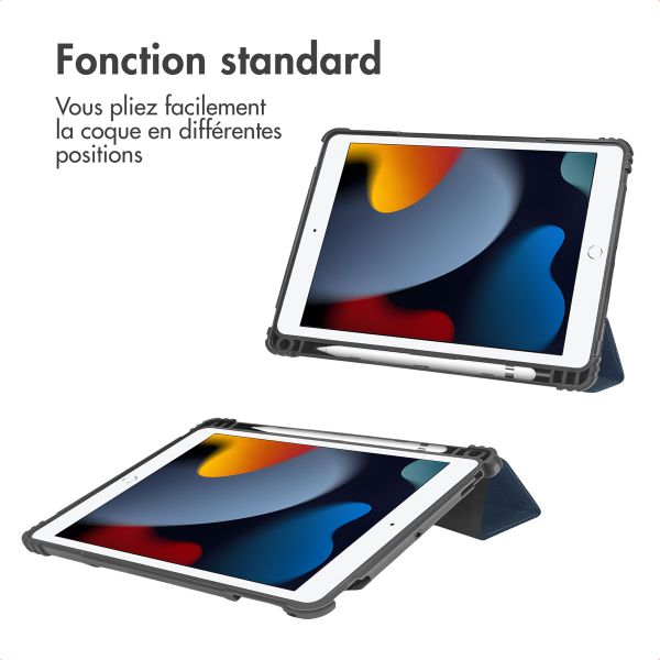 Accezz Coque tablette Rugged Trifold Apple iPad 9 (2021) 10.2 pouces / iPad 8 (2020) 10.2 pouces / iPad 7 (2019) 10.2 pouces - Bleu foncé