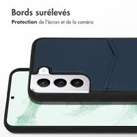 Accezz Coque en cuir de qualité supérieure avec fentes pour cartes Samsung Galaxy S22 Plus - Bleu foncé