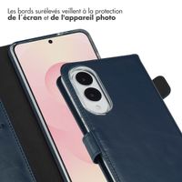 Selencia Étui portefeuille en cuir véritable Samsung Galaxy S25 Edge - Bleu foncé