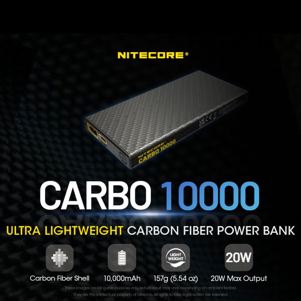 Nitecore Carbo 10000 | Batterie externe en fibre de carbone - 10.000 mAh