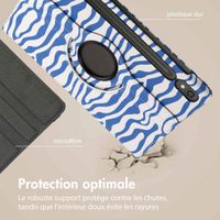 imoshion Coque tablette Design rotatif à 360° Samsung Galaxy Tab S9 11.0 pouces - White Blue Stripes