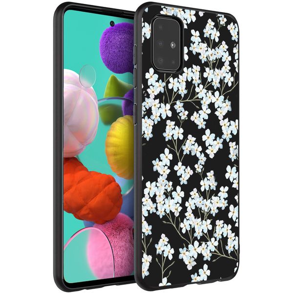 imoshion Coque Design Samsung Galaxy A51 - Fleur - Blanc / Noir