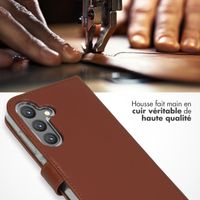 Selencia Étui portefeuille en cuir véritable Samsung Galaxy S24 - Marron clair