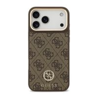 Guess Coque arrière en cuir avec logo Strass classique et MagSafe Apple iPhone 17 Pro - Marron