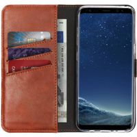 Selencia Étui portefeuille en cuir véritable Samsung Galaxy S8 - Marron clair