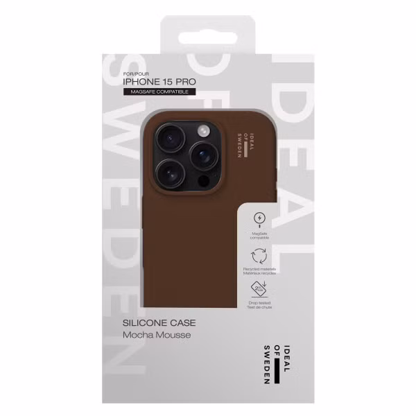 iDeal of Sweden Coque en silicone avec MagSafe Apple iPhone 15 Pro - Mocha Mousse