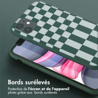Selencia Coque design en silicone avec cordon amovible iPhone 11 - Irregular Check Green